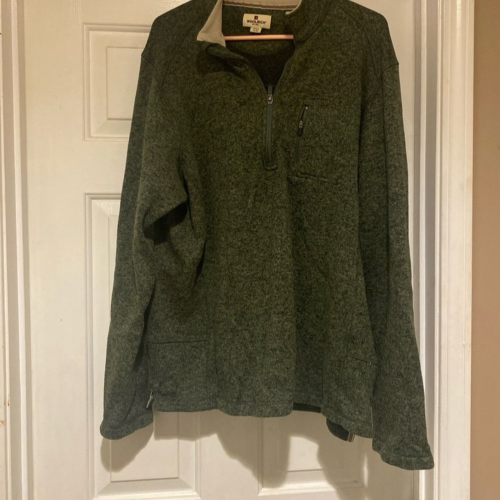 Woolrich Quarter Zip Pullover Sweatshirt Mens Size XL Heathered Green Adult